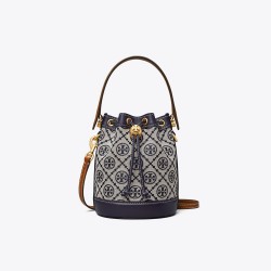 Women Tory Burch Mini T Monogram Bucket Bag Navy